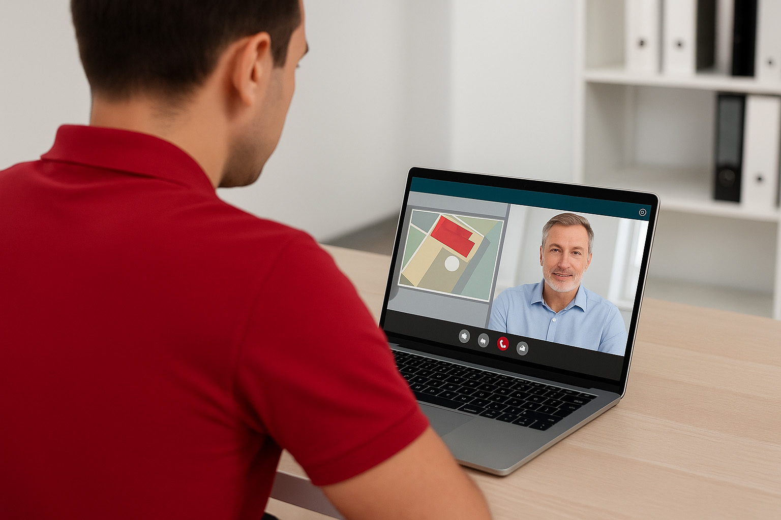 Mitarbeiter von Main-Alarm im Video-Call einer Erstberatung mit dem Kunden